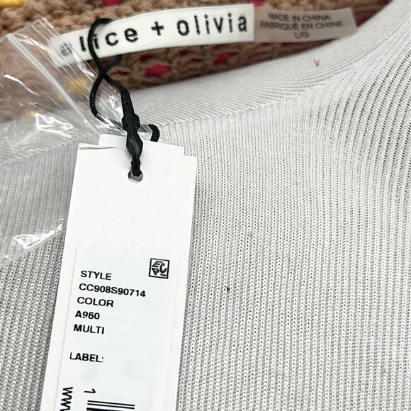 Alice and Olivia Fawn Rainbow Fringe Colorblock Jacket Size L NWT - Picture 13 of 13